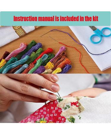 Gnomes Stamped Cross Stitch Kit for Beginners - Floral Needlepoint Patterns | Dimensions Needlecrafts Embroidery Kit | Arts and Crafts - Buy Online on GoSupps.com