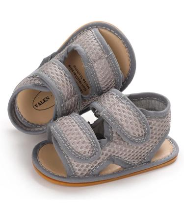 RVROVIC Baby Sandals - Soft Rubber Sole, Anti-Slip, Summer Outdoor Shoes for Toddler 6-12 Months (Grey) - Buy Online on GoSupps.com