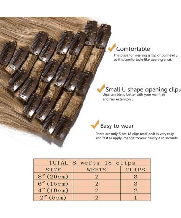 16 inches SEGO Hair Extensions Clip in Real Human Hair #27 Dark Blonde 8 Pieces 18 Clips Remy Hairpieces for Women Straight THIN TYPE (65g) - Buy Online on GoSupps.com