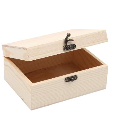 VIKOS Products (1-Pack Unfinished Unpainted Wooden Box with Hinged Lid for Crafts DIY Storage Jewelry Plain Pine Box - Small 6.7x5.1x3.1 - Buy Online on GoSupps.com