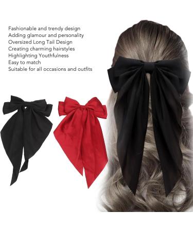 2pcs Oversized Long Tail Hair Bowknot Soft Accessories Large Ribbon Black Red for Dating Parties - Buy Online on GoSupps.com