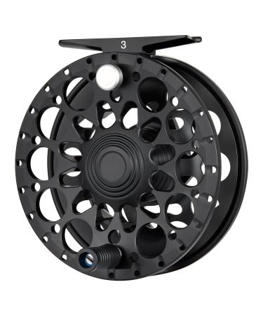 Piscifun Crest Fly Fishing Reel Large Arbor Fully Sealed Drag Saltwater CNC-machined Aluminum Alloy Fly Reel 5/6, 7/8, 9/10 (Green,Black) Black Crest-3(7/8wt)