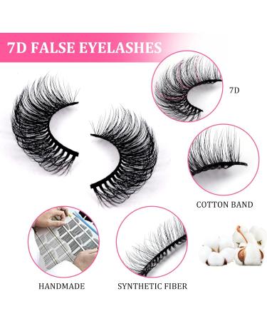 7D24 Russian Strip Lashes | Reusable Natural Look | 10 Pairs Faux Mink | Fluffy Volume Wispy Fake Eyelashes - Buy Online on GoSupps.com