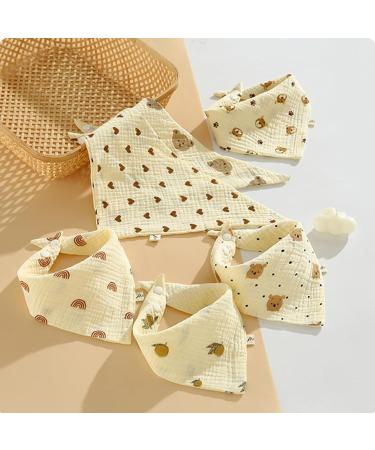 Fzsecriu Baby Muslin Bibs - 6 Pack Triangle Neckerchiefs for Teething & Drooling Soft Gauze Towels for Infants - Buy Online on GoSupps.com