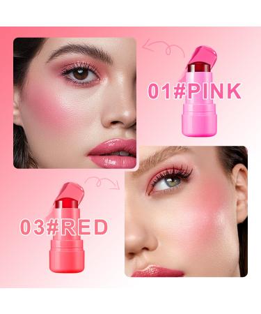 2PCS Cooling Water Jelly Lip Tint & Blush - 3-in-1 Cheek & Lip Makeup - Chill Poppy Pink Stain Gloss - Buy Online on GoSupps.com