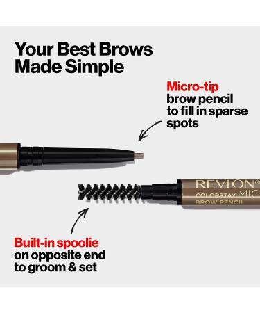 Revlon ColorStay Micro Eyebrow Pencil 454 Medium Brown | Waterproof, Smudgeproof, Argan & Marula Oil, Spoolie Brush | Pack of 1 - Buy Online on GoSupps.com