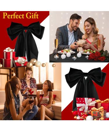 2 Pcs Big Hair bow Hair Bows for Women Bow Hair Clip Elegant Solid Color French Barrette Bows For Hair With Long Silky Satin Hair Barrettes Accessories Bow Hair Clips for Women Girls(Black+Black) - Buy Online on GoSupps.com