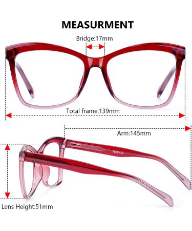 REECKEY Oversized Red Blue Light Blocking Glasses for Women - Square Eye Gaming & Computer Glasses with Anti-Blue Light Filter - Buy Online on GoSupps.com