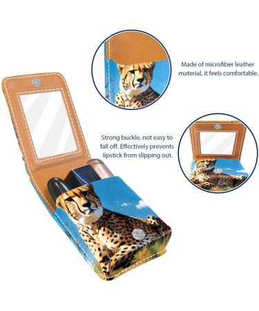 Premium Leather Lipstick Case Organizer with Mirror - Mini Leopard Print Lip Gloss Holder for Travel - Buy Online on GoSupps.com