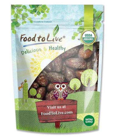 Organic Medjool Dates, 2 Pounds  Non-GMO, Whole Dried Dated with Pits, Large Size, Unsweetened, Unsulphured, Vegan, Sirtfood, Bulk. Good Source of Potassium, Magnesium, and Dietary Fiber. 2 Pound (Pack of 1)