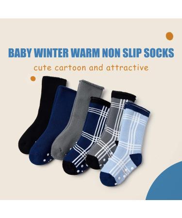Non Slip Winter Socks for Baby Boys & Girls | 6 Pairs 12-24 Months | Warm & Thick Towelling Socks with Grips | Tartan Mix 5239 - Buy Online on GoSupps.com