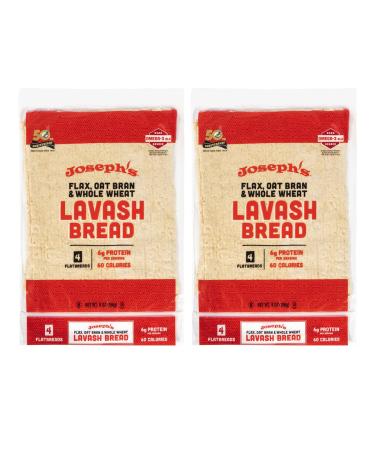 Joseph's Lavash Bread Flax Oat Bran & Whole Wheat Reduced Carb - Plus New Ridiculously Delicious Lavash Bread Recipes! (2 Pack) Wheat,Oat 9 Ounce (Pack of 2)