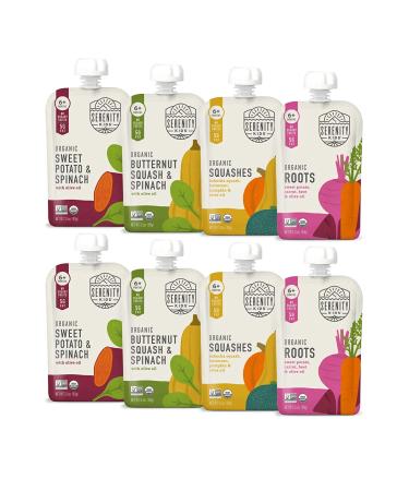 Serenity Kids 6+ Months Certified Organic Baby Food Pouches Veggie Puree | No Sugary Fruits or Added Sugar | Allergen Free | 3.5 Ounce BPA-Free Pouch | Variety Pack | 8 Count - Buy Online on GoSupps.com