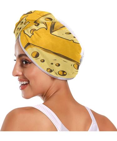 Cheese Color Pattern Hair Towels 2 Pack | Super Absorbent Quick Dry Hair Turbans for Women & Girls - Buy Online on GoSupps.com