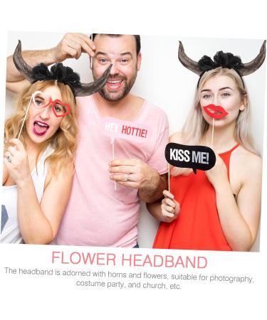 MAGICLULU Day of The Dead Headband Butterfly Lamp Shade Body Wash Mittens Skull Headpiece Girls Headband Black Horns Horn Headband with Flowers Cosplay Horns Cloth Halloween 33X20X5CM Black - Buy Online on GoSupps.com