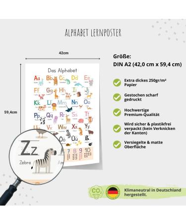 Meinbaby123 XL ABC Learning Poster for Kids | A-Z Letters Sound | Educational Alphabet Poster for Kindergarten Preschool & Elementary School | A2 Size Animal Theme - Buy Online on GoSupps.com