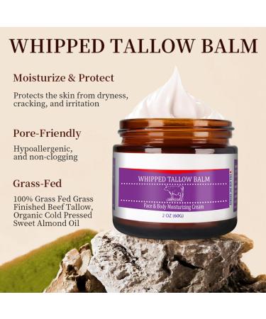 Tallow Face Cream - Moisturiser Face Women - Beef Tallow Face Moisturisers - Beef Tallow Skin Care - Deep Nourish Face Cream - 100% Organic Beef Tallow & Cold Pressed Sweet Almond Oil - Buy Online on GoSupps.com