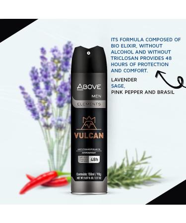 ABOVE 48 Hours Element Antiperspirant Deodorant Spray for Men - Vulcan 3.17 oz | Long-Lasting No Stains Sage Pink Pepper & Basil - Buy Online on GoSupps.com