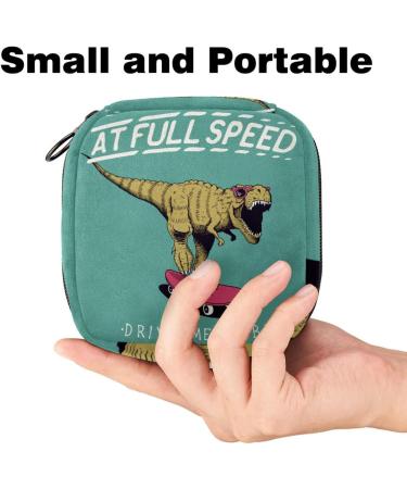 Dinosaurs Green Women's Binding-Up Bag | Large Menstrual Cup Pocket & Zipper | Multi-Colored Inserts for Tampons & Panty Liners | Ideal for Girls & Women - Buy Online on GoSupps.com