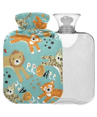 Naanle animal tiger lion hot water bottle with reference transparent hot water bottle 1l heat bottle for bed handfoots Warmer pain relief heat and cold therapy