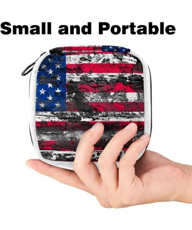 GIAPB Sanitary Napkin & Tampon Storage Bag | Period & Makeup Pouch | Vintage American Flag Design - Color3572 - Buy Online on GoSupps.com