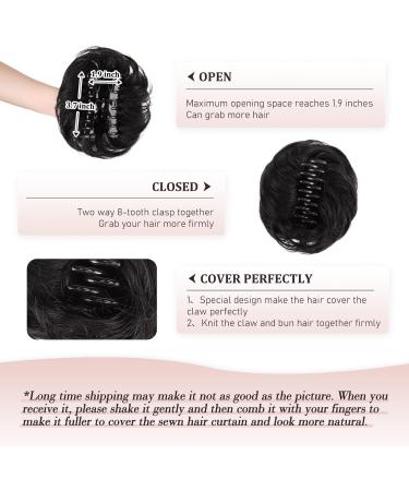 RUWISS Claw Clips in Messy Bun Hair Piece 100% Human Hair Buns Wavy Curly Chignon Hair Bun Extension Tousled Updo Hair Bun Real Human Hair Scrunchie with Clip for Women (Natural Black) 1 Count (Pack of 1) Natural Black - Buy Online on GoSupps.com
