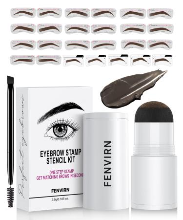 Eyebrow Stamp Stencil Kit  1 Step Eye Brow Stamping kit with 25 Stencils for Perfect Brows  Long-Lasting and Waterproof Black Grey