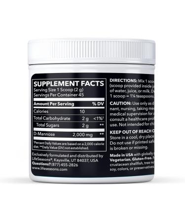 Lfe Seasons Essentials D-Mannose Powder 2000mg - 45 Servings | Urinary Tract Health Supplement - Buy Online on GoSupps.com