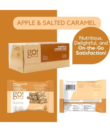 GoKrisp Energy Square by Jimmy Sevigny 15 gr Protein Pastry Tasty Apple & Salted Caramel High Protein Snacks Nut & Peanut Free Gluten Free (12-Pack) - Buy Online on GoSupps.com