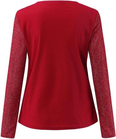Women's Dressy V-Neck Henley Shirt | Long Sleeve Red Blouse for Fall | Casual Button Down Top - Buy Online on GoSupps.com