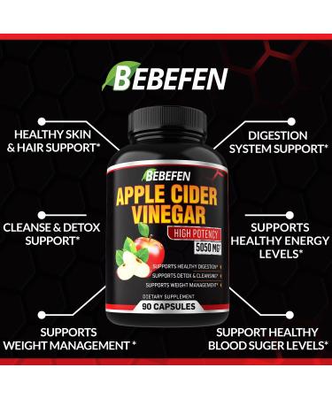 Apple Cider Vinegar Capsules 5050mg with Black Pepper Extract - 90 Capsules | Supports Weight Management, Digestion, Detox & Immune | 3 Months Supply - Buy Online on GoSupps.com