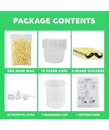 Jenrisben 50g Nose Hair Wax Nose Waxing Kit Nose Wax for Men & Women with 20 Nose Wax Sticks + 8 Moustache Stencils + 10 Containers Safe Easy Quick and Painless - Buy Online on GoSupps.com