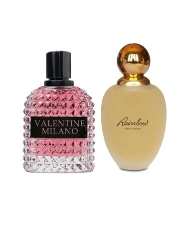 Women's Perfume Combo Set Milano Women&Rainbow Floral Fruity Fragrance Eau De Parfum Elegant 100ml Bottle Natural Spray Each for Daily Used Milano&Rainbow