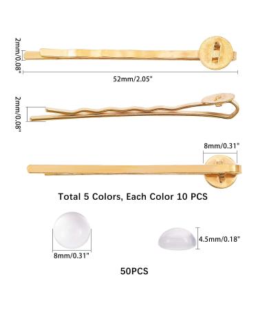 Shop Pandahall 50 Sets Hair Bobby Pins & Clips - 5 Colors DIY Glass Cabochons | International Shipping Available - Buy Online on GoSupps.com