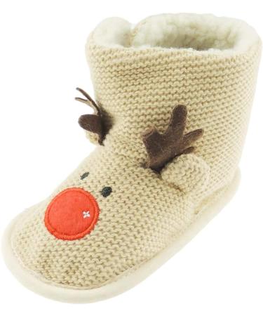 Glamour Girlz Baby Girls Boys Brown Knit Christmas Red Nosed Reindeer Boots Booties 6-9 Months Brown - Buy Online on GoSupps.com