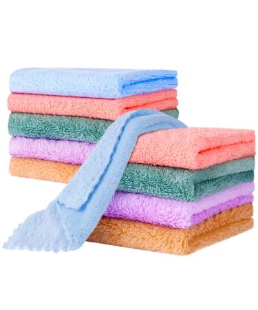FRIUSATE 10 Pcs Baby Wash Cloths 25 * 25 Cm Coral Fleece Washcloths Flannel Wash Cloth Soft Flannels Face Cloth For Kids Baby Newborns Sensitive Skin