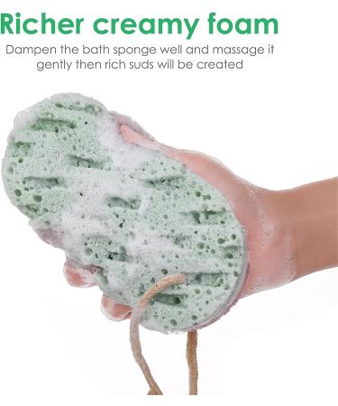 Sibba Large Bath Sponge - Reusable Exfoliating Body Scrubber for Men, Women, and Kids - Green Loofah Sponge for Body Wash - Bathing Accessories - Buy Online on GoSupps.com