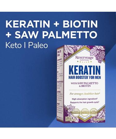 ReserveAge Nutrition Keratin Hair Booster for Men - 60 Capsules | Stronger, Healthier Hair - Buy Online on GoSupps.com