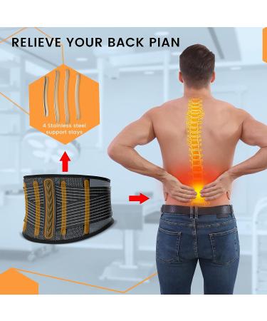 MTGBO Back Brace for Men XL - Lower Back Support Belt with Steel Stays for Pain Relief - Ideal for Sedentary Lifestyle, Sciatica, Work, Posture, Lifting - Buy Online on GoSupps.com
