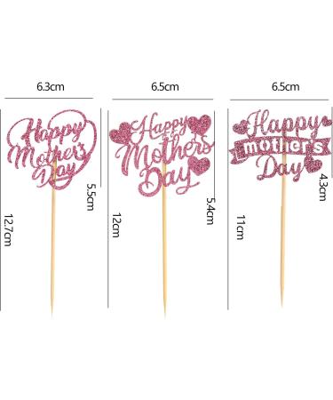 60Pcs Happy Mother's Day Cupcake Toppers Glitter Hollow Heart Love Mother Birthday Cupcake Picks for Mother's Day Party Cupake Decorations Pink - Buy Online on GoSupps.com