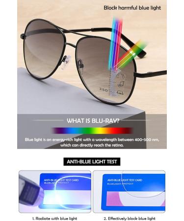 Koosufa Men's Pilot Progress Reading Sunglasses - UV Protection Multifocus Spring Hinge Black & Gray (1.5x) - Buy Online on GoSupps.com