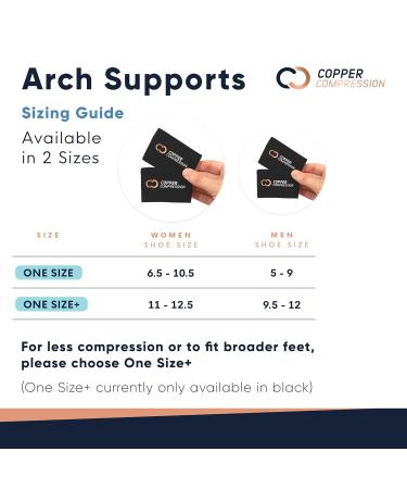 Buy Copper Compression Arch Support Sleeves for Plantar Fasciitis - Pain Relief Brace for Wider Feet - 1 Pair - Plus Size - Black - Buy Online on GoSupps.com