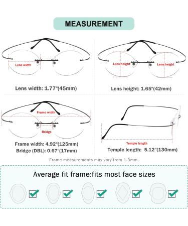 Eyekepper Titanium Rimless Round Reading Glasses - Gunmetal 2.75x Circle Readers for Men & Women - International Shipping Available - Buy Online on GoSupps.com