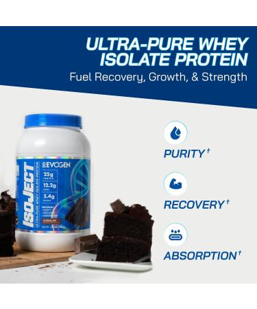 Evogen Isoject - Whey Isolate Protein Powder Ultra-Pure Whey Isolate Enhanced Absorption & Recovery Ignitor Enzymes BCAAs EAAs - Chocolate - 25 Servings - Buy Online on GoSupps.com