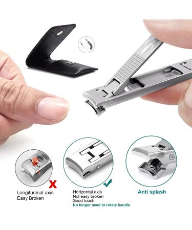VOGARB Portable Nail Clippers for Thick Nails - Wide Jaw Opening Cutter with File - Travel Toenail & Fingernail Trimmer - Silver - Buy Online on GoSupps.com