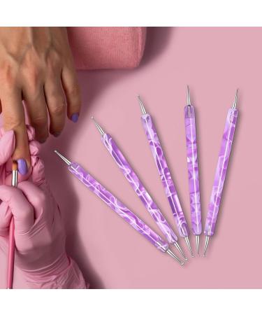 Double Sided Brush Nail Liner Brush - 5 Pieces Nail Liner Brush Dotting Pen | Double Sided Nail Dotting Drawing Tool Multifunctional Nail Brushes Nail Liner Brush Dotting Pen purple - Buy Online on GoSupps.com