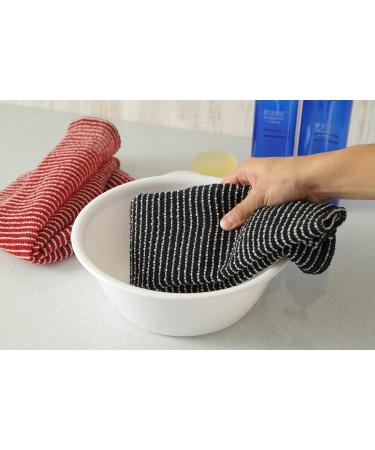 Japanese Exfoliating Washcloth Towel Set - Long Texture for Fluffy Foam Lather, Back Scrubber, Dead Skin Cell Remover - Loofah for Women and Men (2pcs, Black & Red) - Buy Online on GoSupps.com