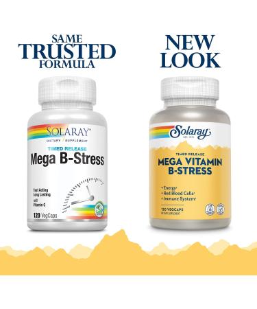 Solaray Mega B-Stress Timed-Release 120 VegCaps - Natural Stress Relief & Energy Support - Buy Online on GoSupps.com