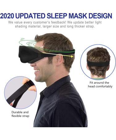 3D Sleep Mask - Contoured Cup Night Blindfold for Women Men - Luxury Light Blocking Eye Cover - Adjustable Strap for Travel, Nap, Meditation - Black - Buy Online on GoSupps.com