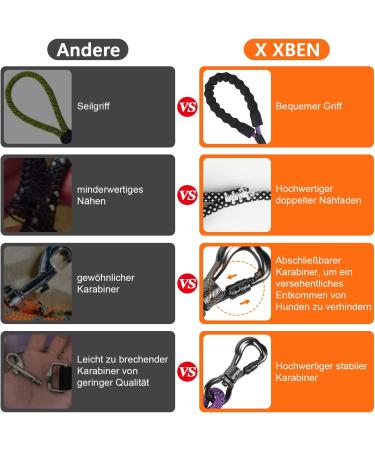X XBen 15m Thick Dog Leash - Comfortable Padded Handle Training Line for Small & Medium Dogs Lockable Carabiner Purple - Buy Online on GoSupps.com